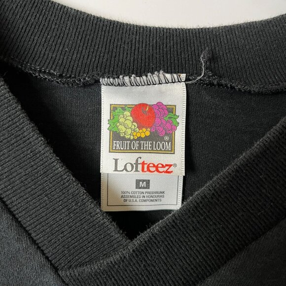 Vintage 90s Fruit of the Loom New York City NYC V-Neck Black T-Shirt M Cotton - Picture 4 of 14